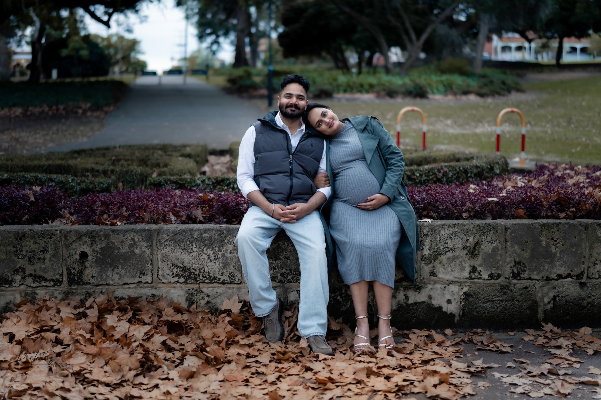 Expecting mother with pet dog, Perth maternity