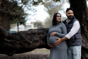 Expecting mother with hands on belly, Perth