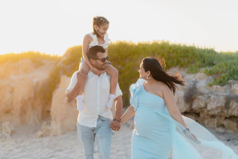 Maternity Photoshoot in Perth at Trigg Beach: Wind, Waves and Wonder