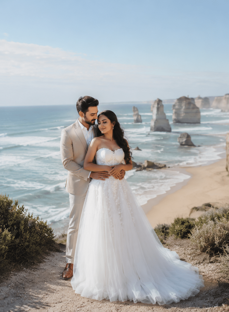 white gown for pre wedding shoot